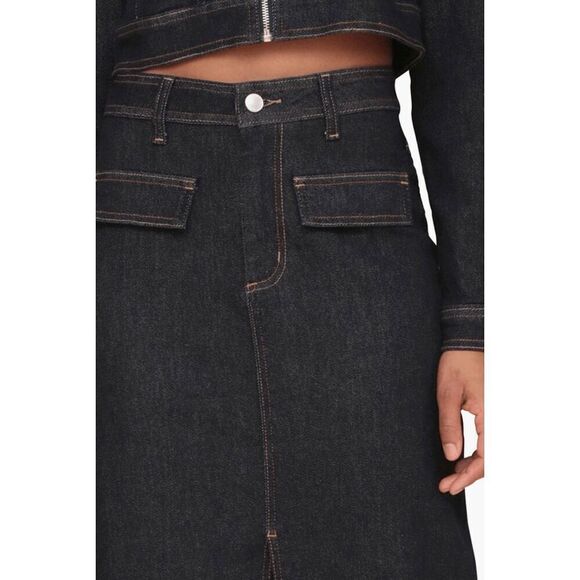 Avec Les Filles Slit Denim Maxi Skirt - Picture 5 of 14